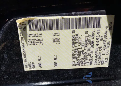 2017 Nissan Maxima 3.5 Sl z USA, uszkodzony, nr VIN 1N4AA6AP3HC438141